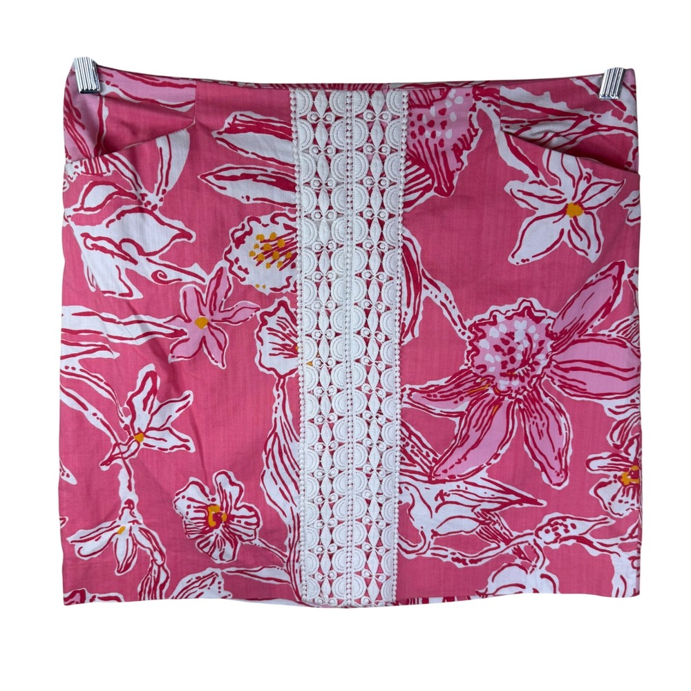 Lilly Pulitzer Originals‎ Roslyn Skirt Pink Salmon Glamorous Life Print Size 14